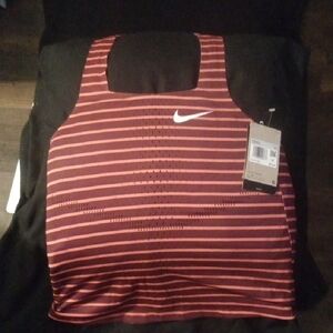 Nike Burgundy and Orange Striped Tank